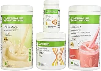 Formula 1 Shake Strawberry 500g, Protein 200Gram, Afresh Lemon 50g, ShakeMate 500gNutrition Drink (Pack of 4, Strawberry, Lemon Flavored)