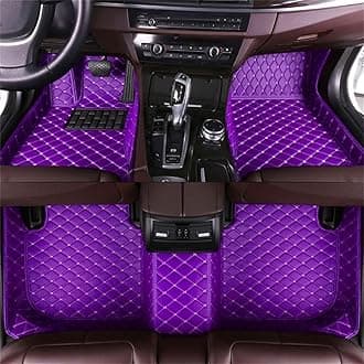 Custom car Floor mats Suitable for 98% car Truck SUV,car mats All Weather Personalized,Full Coverage Luxury Car Mats, Anti-Slip Leather Floor mats.Floor Liner Car Accessories (Purple)
