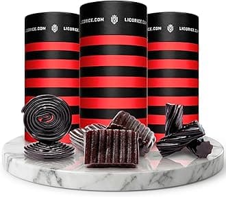 Licorice.com | Candy Gift Box | Soft & Chewy Black Licorice Trio | Australian Sweet & Rich Black Authentic Licorice Spirals & Pillows | Great Gift Idea for Holidays and Birthdays | Pack of 3