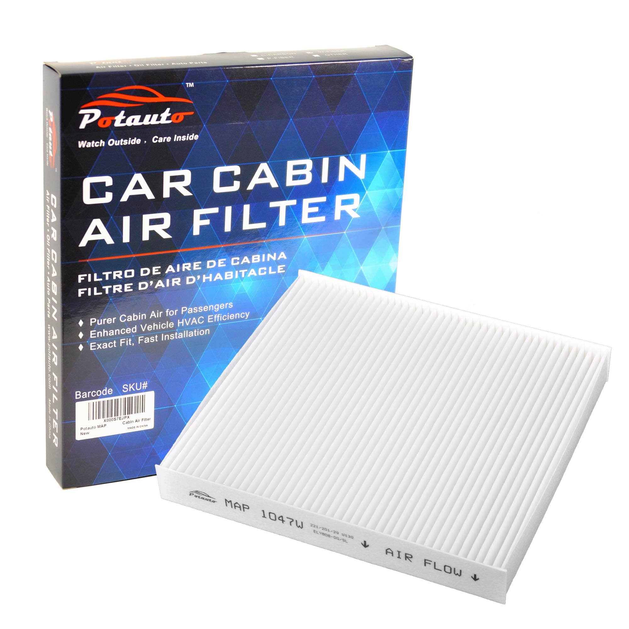 Potauto MAP 1047W Cabin Air Filter Replacement compatible with HONDA CR-V, INSIGHT,LEXUS GS F, GS TURBO, GS200T, GS350, GS450H, IS TURBO, IS200T, IS300, IS350, RC F, RC TURB