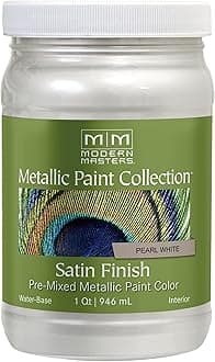 Modern MastersME19632 Metallic Paint Collection Satin, Pearl White, 32 Fl Oz (Pack of 1)