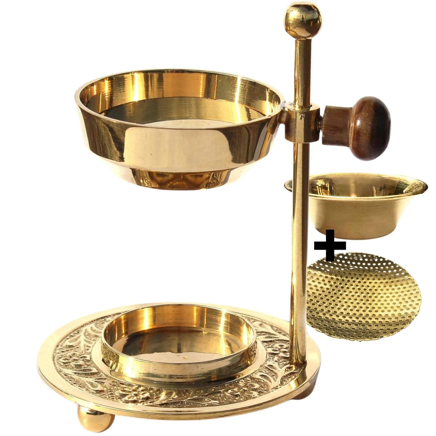 Adjustable Gold Brass Incense Burner - Height Adjustable for Smoking Resins With Insert Plates