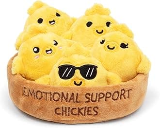 Emotional Support Chickies by Relatable, Cuddly Stuffed Animals and Toys, Squishy Toys and Plushies, Great Gift Ideas for Loved Ones of All Ages, Includes 5 Plushies with Carrying Basket