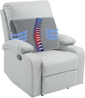 HOMBYS Lumbar Support Pillow for Recliner Chair, Memory Foam Back Support Cushion for Elderly,Extra Large Lumbar Support Pillow with Extension Straps, Thick Backrest for Home Reading,20x14x5 in