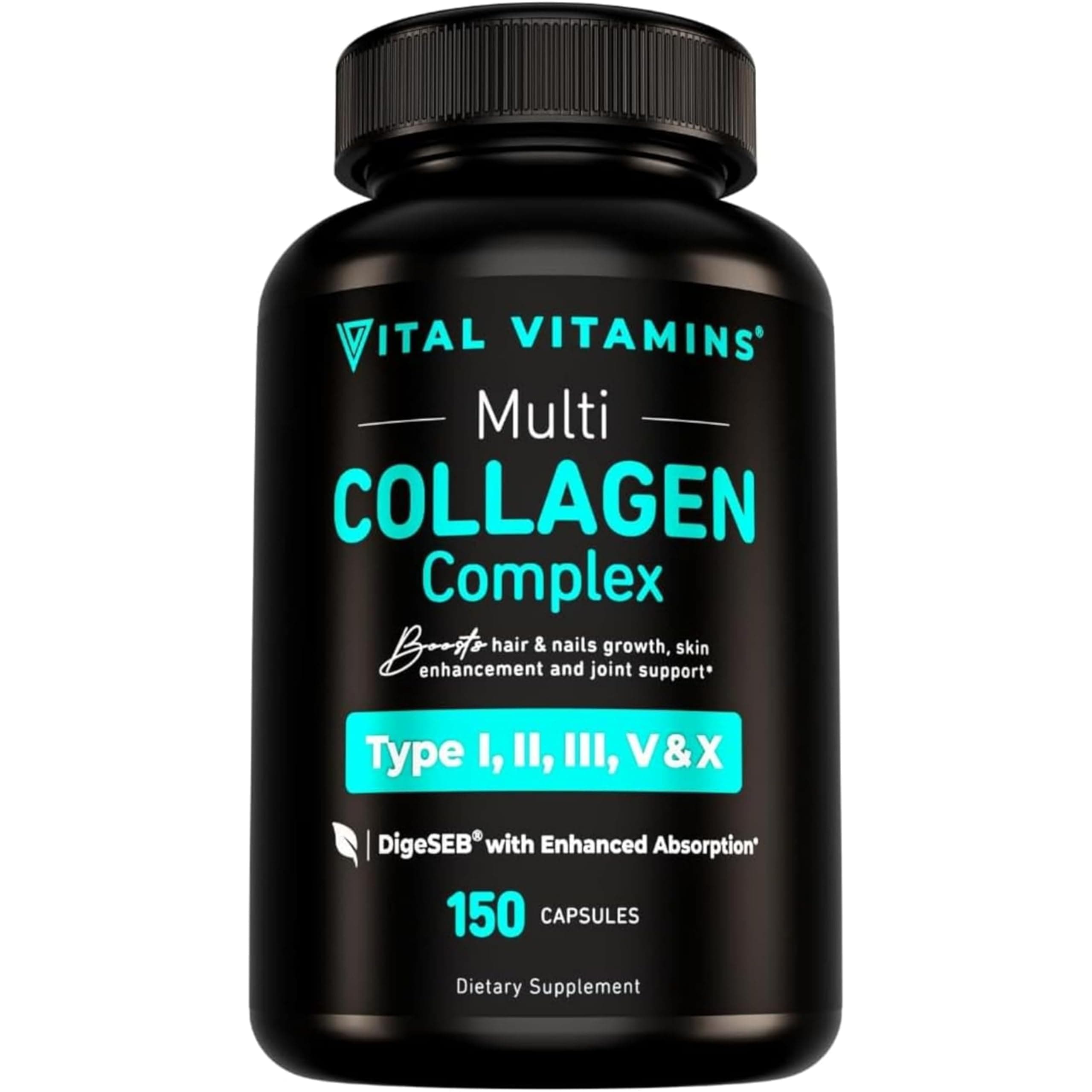 Multi Collagen for Women & Men - Type I, II, III, V, X - Grass Fed, Non-GMO - 150 Capsules