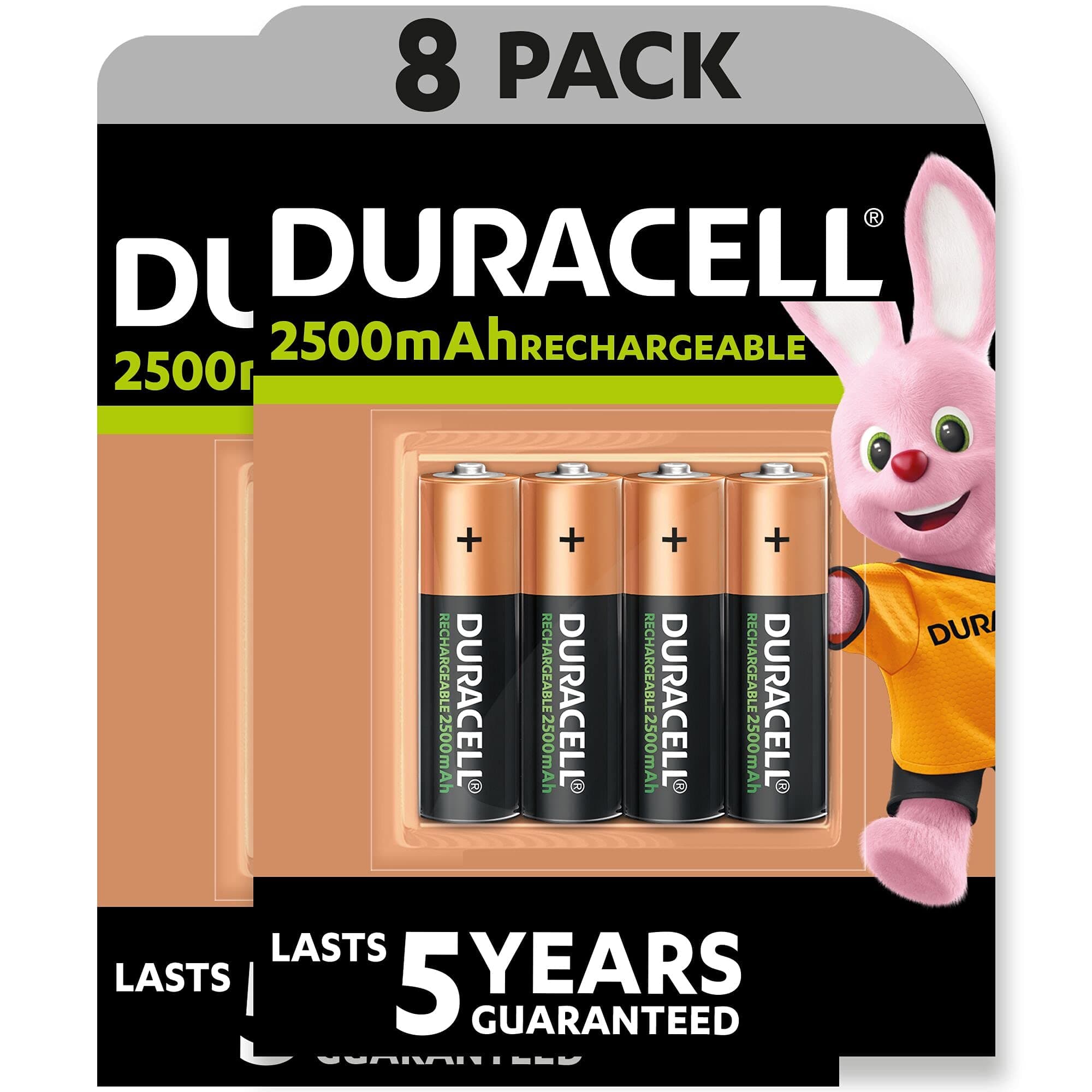 Duracell Rechargeable AA 2500 mAh Batteries ideal for Xbox controller, pack of 8 [Amazon exclusive]