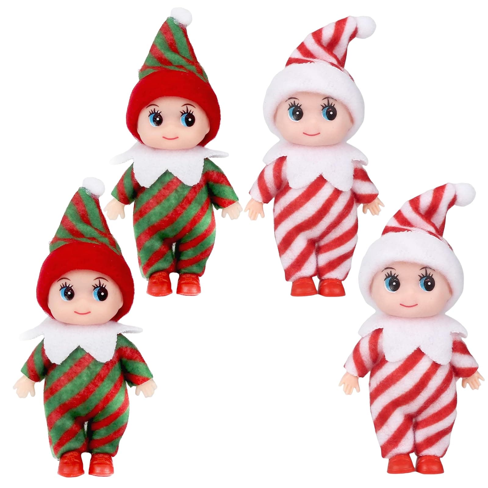 POPOYU 4 Pcs Tiny Baby Elf Doll Elf Twins Tiny Christmas Dolls Christmas Novelty Gift Elfs Accessories for Teens 14+, ChristmasGifts Cute Xmas Baby Elfs Dolls for Adults Xmas New Year Decorations