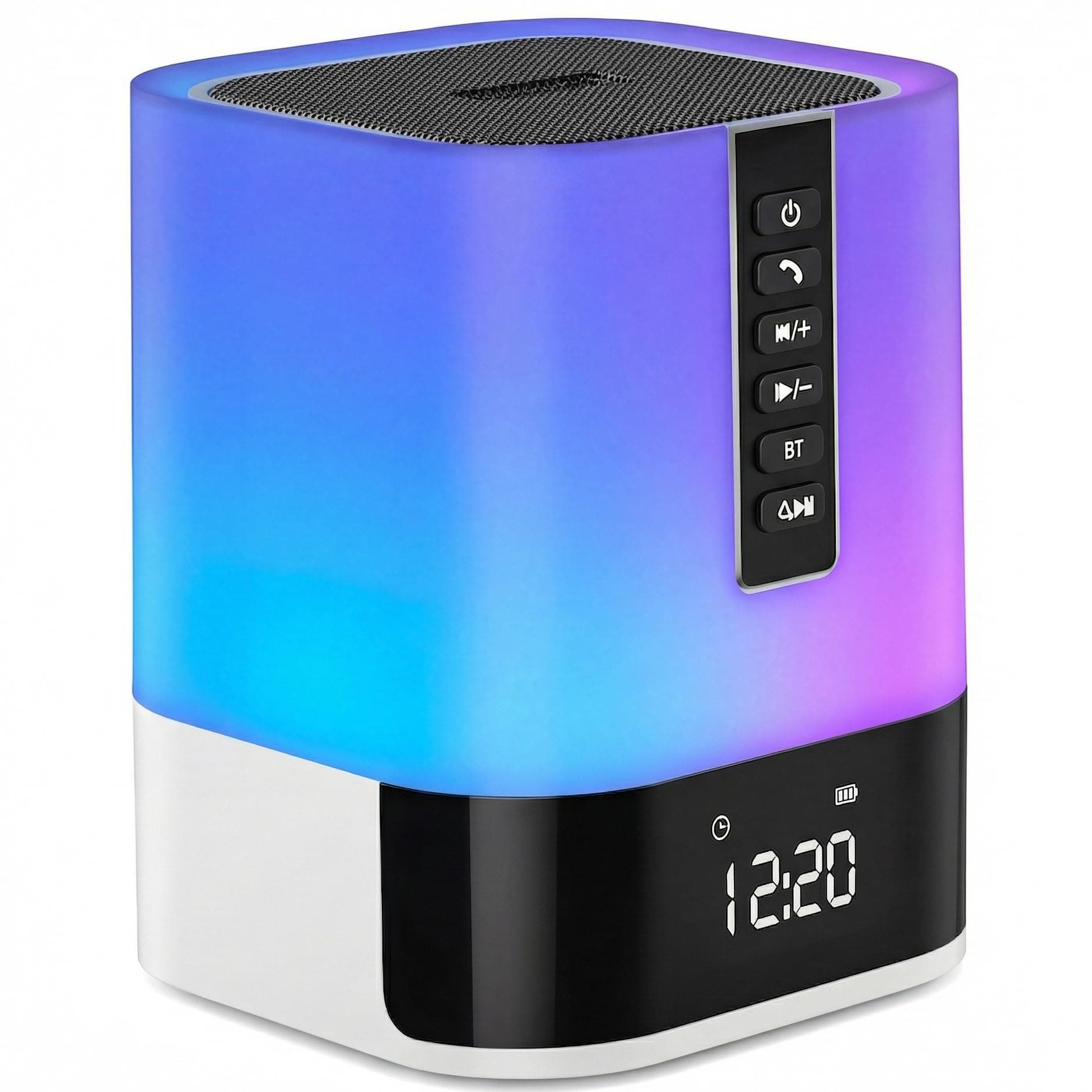 Night Light Bluetooth Speaker, 5 in 1 Touch Control Bedside Lamp Dimmable Multi-Color Changing, Bedroom Alarm Clock, Best Birthday Gift Ideas for 10 11 12 13 14 Year Old Teenage Girls/Boys