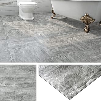 Livelynine Peel and Stick Floor Tile 12X12 Thick Grey Ashwood Bathroom Floor Tiles Peel and Stick Flooring Waterproof Removable Vinyl Flooring for Kitchen Squares Gray Wood Laminate Sticky 4-Tiles