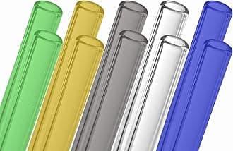 AOMIGlass Blowing Tubes, 10pcs 8inch Long Multi-color OD 12mm 8mm ID 2mm Wall Thickness Borocilicate Glass Tubes for Cut Art DIY Blue Yellow Grey