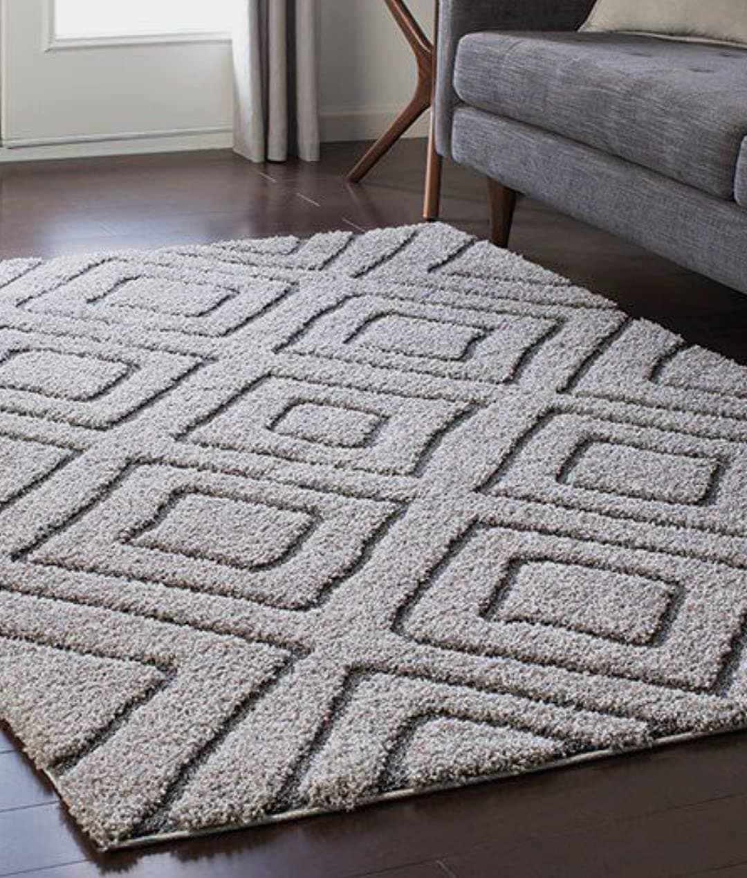 Asra Carpet Grey Handmade Microfiber Super Soft & Plush Fluffy Shaggy Carpets for Living Room, Bedroom Floor Mat with 2 inch Pile Height 8 x 10 Ft Size