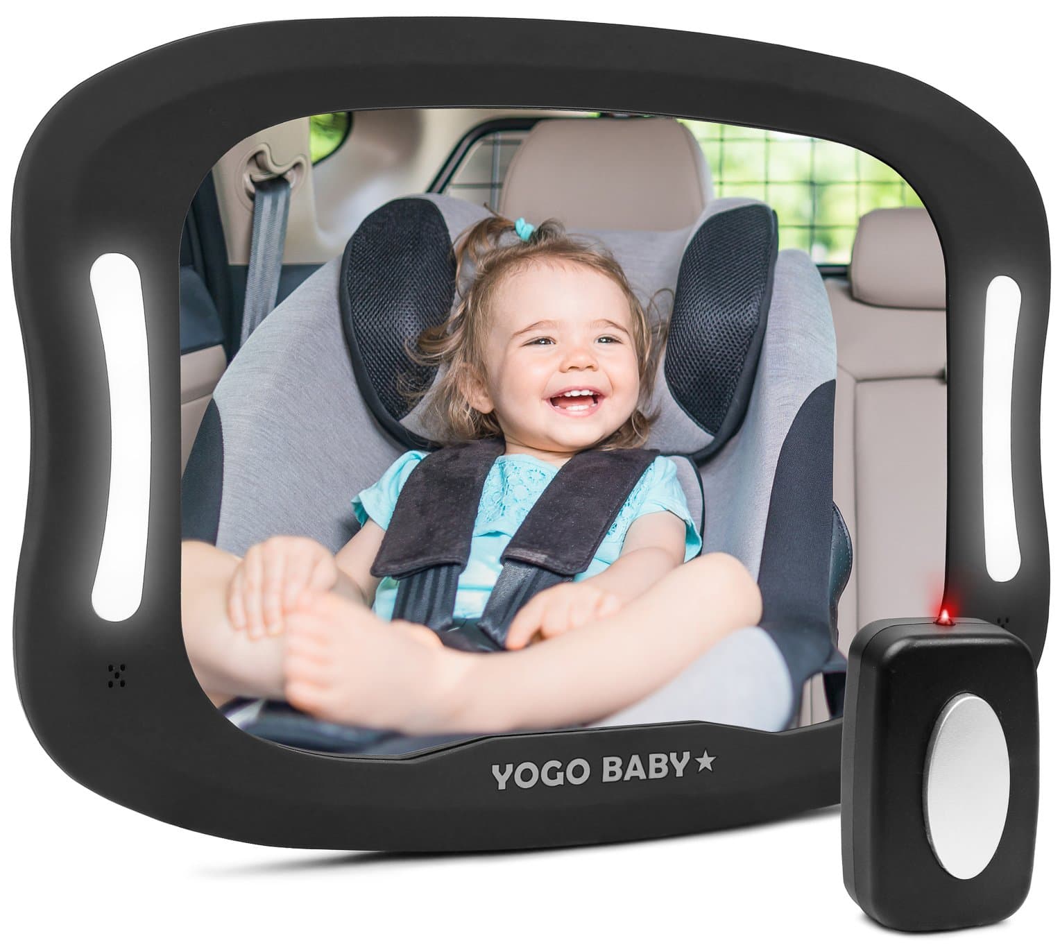 Baby Car Mirror with Remote Control Soft Led Light Shatter-Proof Acrylic Baby Mirror for Car, Rearview Baby Mirror-Easily Observe Baby's Every Move, Safety and 360 Degree Adjustability…