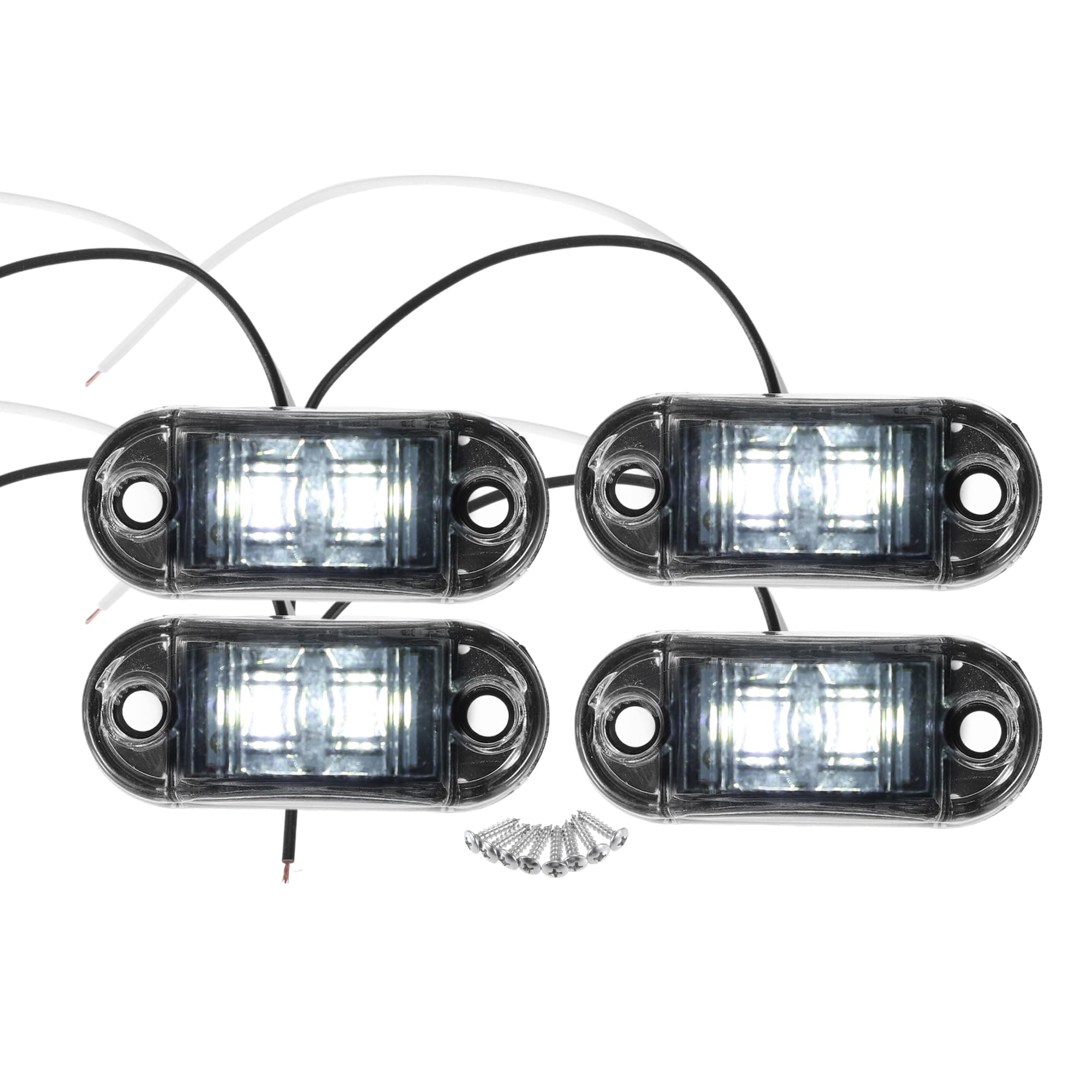 A ABSOPRO Front Rear Side Marker Light 2 LED for Truck Camper White (Set of 4)