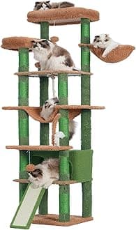 HeyblyTall Cat Tree,78 inch Multi-Level Cat Tower for Indoor Cats,2 Widened Plush Perches Cat Condo with Scratching Board and Big Caves HCT033CA