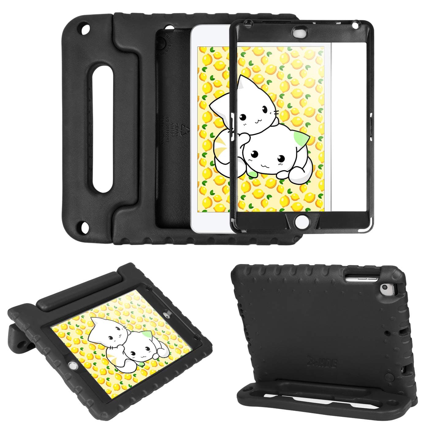 HDE iPad Mini 5 & 4 Case for Kids with Built in Screen Protector - Shockproof Handle Stand with Apple Pencil Holder Compatible with iPad Mini 5th Generation and iPad Mini 4th Generation Tablet Black