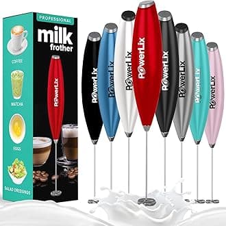 PowerLix Milk Frother Handheld Battery Operated Electric Whisk Foam Maker For Coffee, Latte, Cappuccino, Hot Chocolate, Durable Mini Drink Mixer With Stainless Steel No Stand (Red)