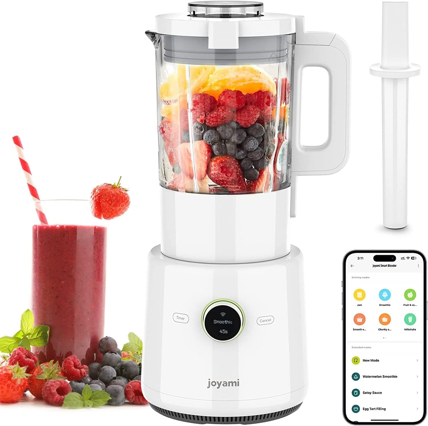 joyami Smart Blender 1000W Full Functions Hot & Cold with Self-cleaning 54 Oz for Crushing Ice, Frozen Dessert, Soup, fish