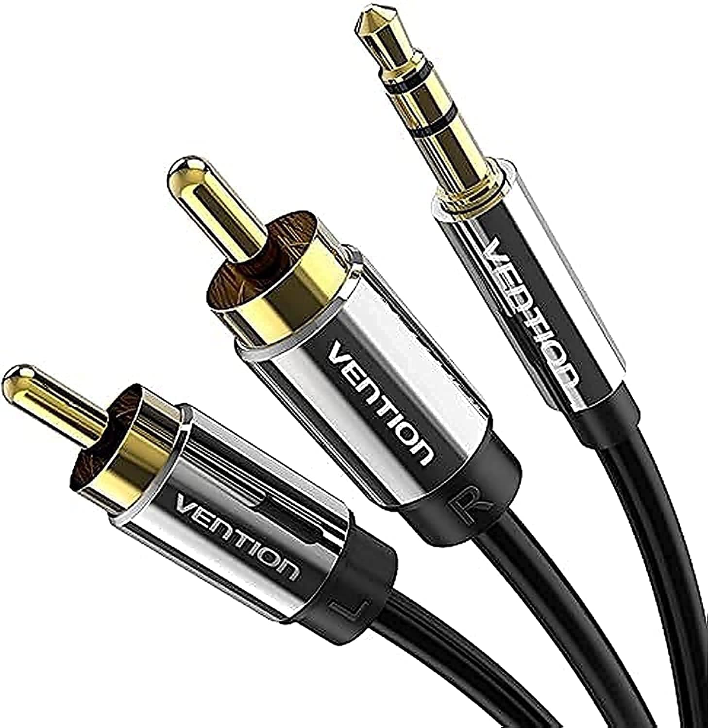 VENTION RCA Audio Cable 3.5mm to 2 RCA Y-Splitter Stereo Cable 2 RCA Phono Male Compatible with DJ Controller Speaker TV Car Stereo Hi-Fi Amplifier Smartphones MP3 Tablets (RCA Audio Cable, 0.5M)