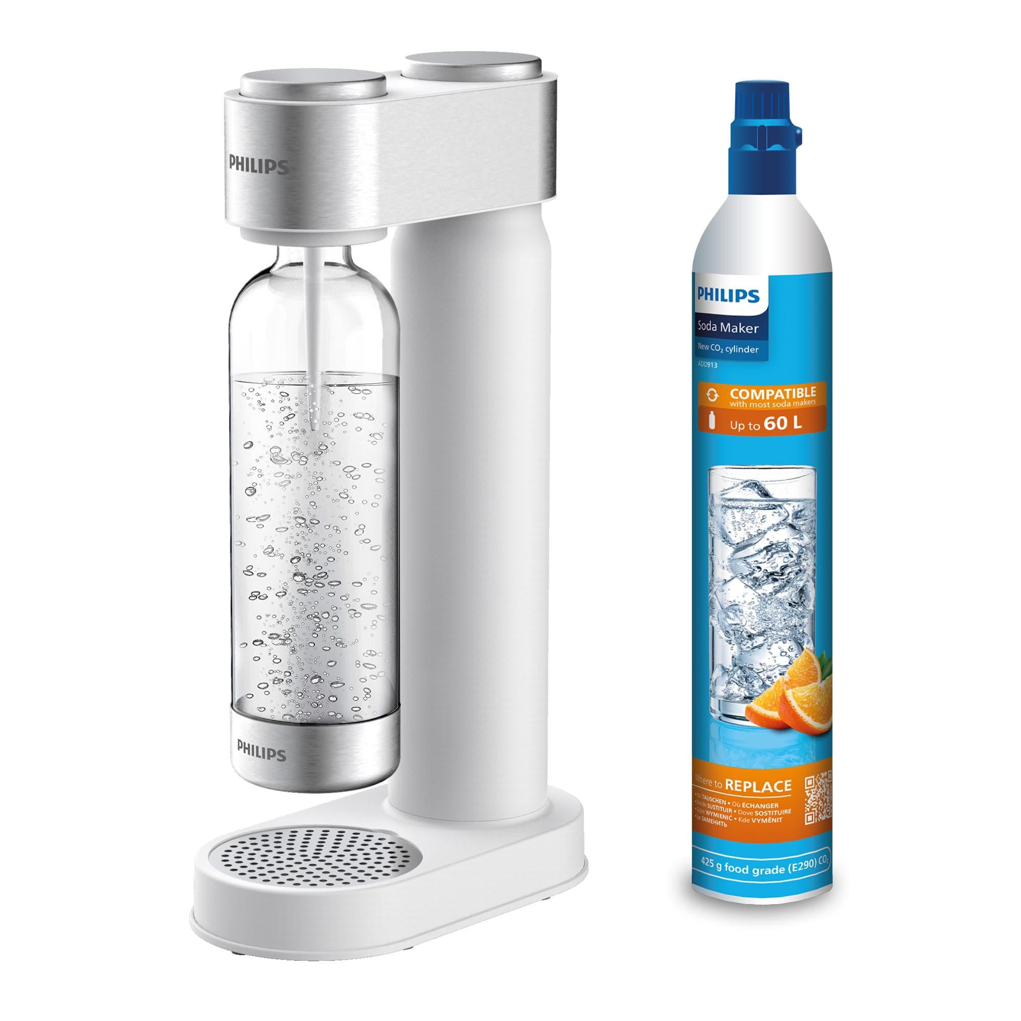 Philips Water Add4902Wh/10 Gozero Sparkling Water Maker, Plastic, White, 1 l