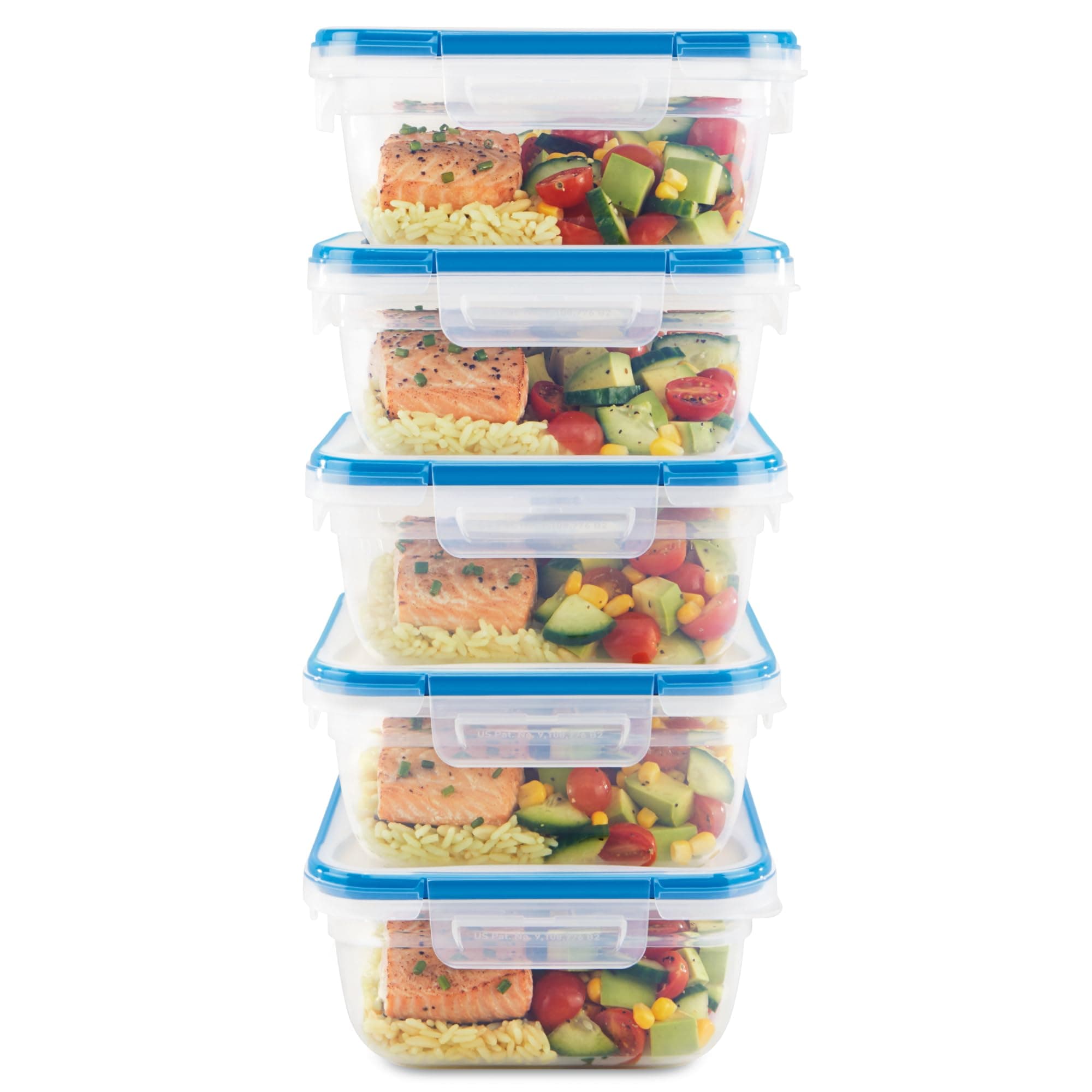 Snapware Total Solutions (5-Pack, 5.5 Cup) Plastic Food Storage Containers Set, Airtight & Leakproof Locking BPA-Free Lids Tupperware, Freezer Dishwasher Microwave Safe