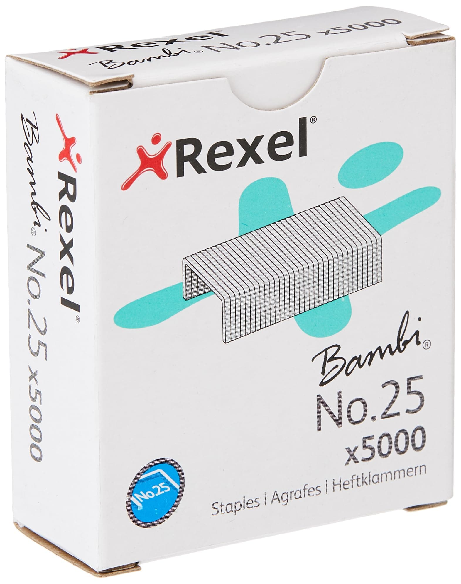 No.25 Small Staples, for Stapling up to 10 Sheets, Use with Mini Staplers, Box of 5000, 5025