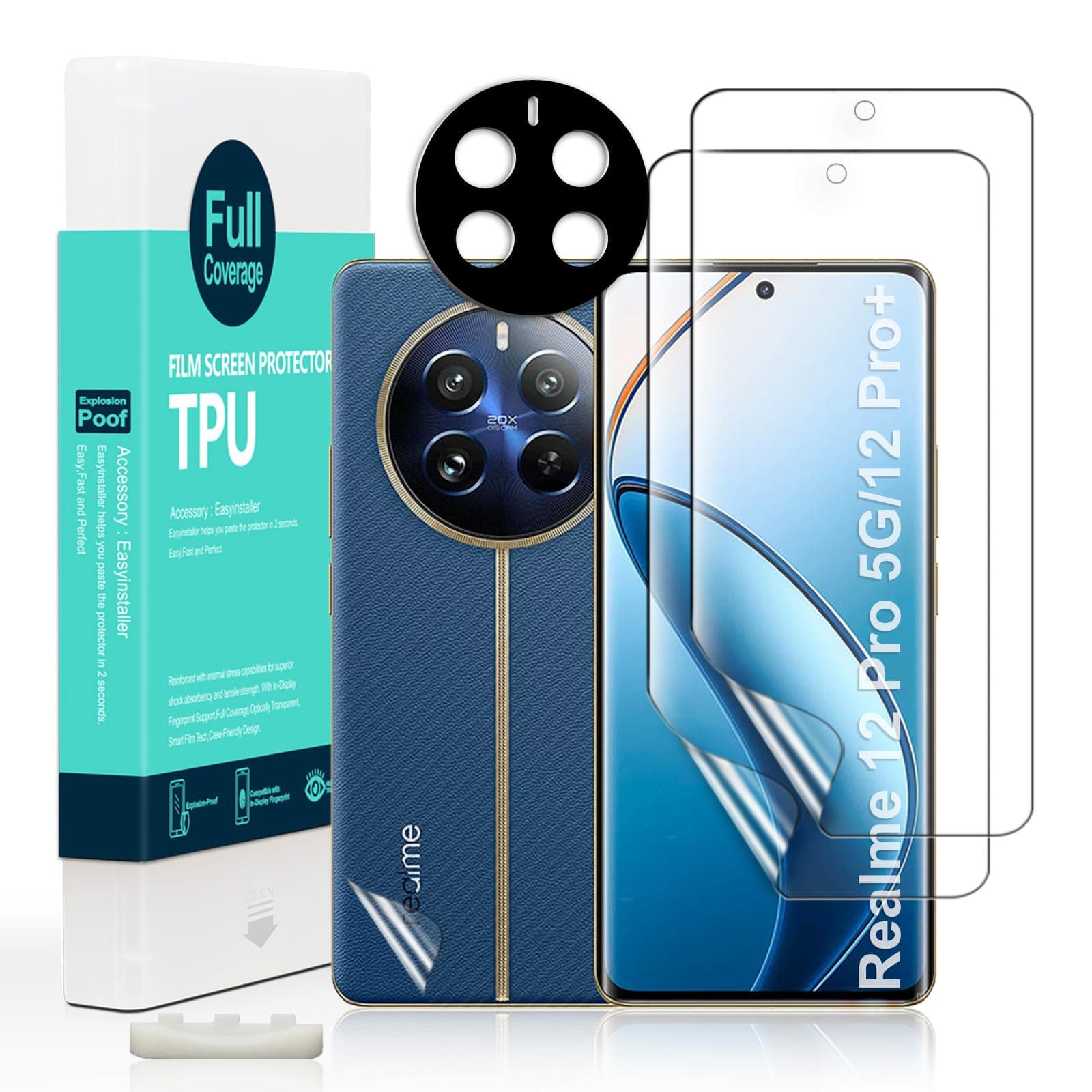 Ibywind Screen Protector for Realme 12 Pro 5G/12 Pro+ 5G,2-Pack,Hydrogel Film with Camera Lens Protector,Easy Installation Tool,Bubble-Free,Fingerprint Unlock Compatible,Anti-Shatter,Anti-Scratch