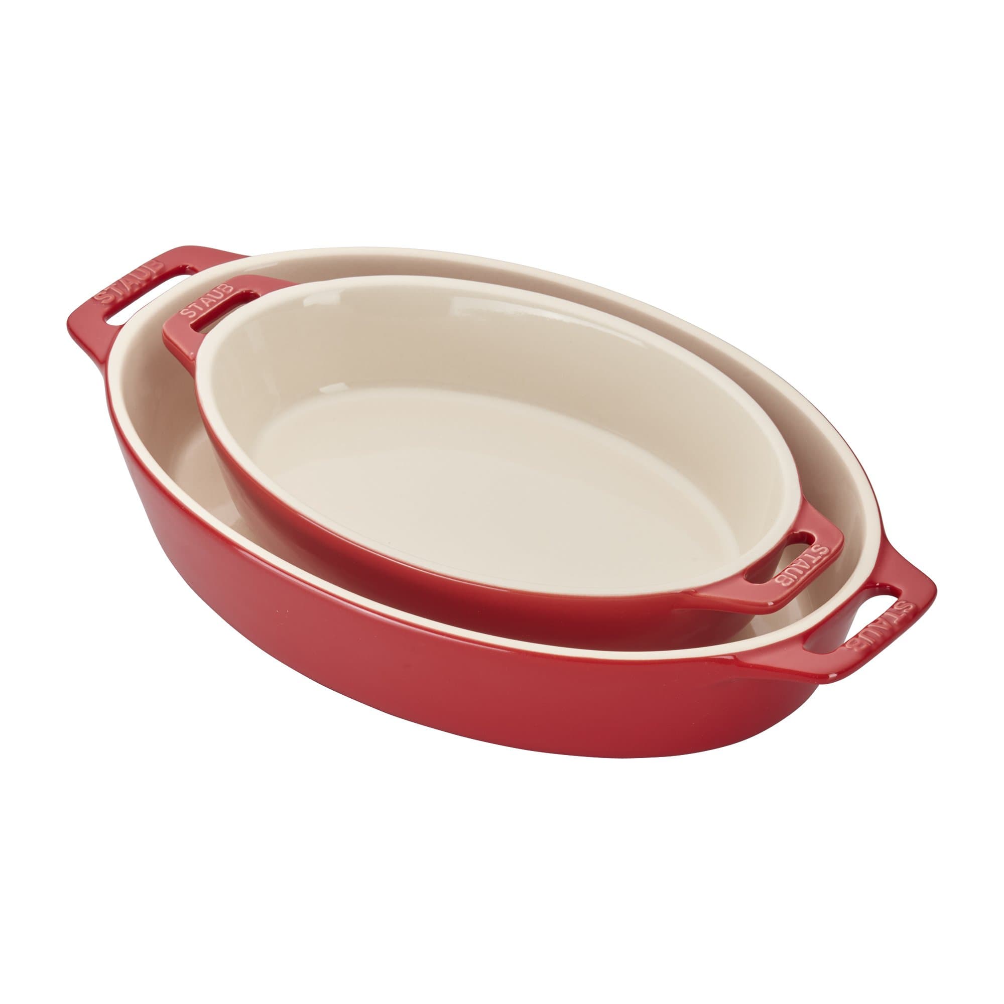 STAUB Ceramic Oval Baking Dish Set, 2-piece, Cherry