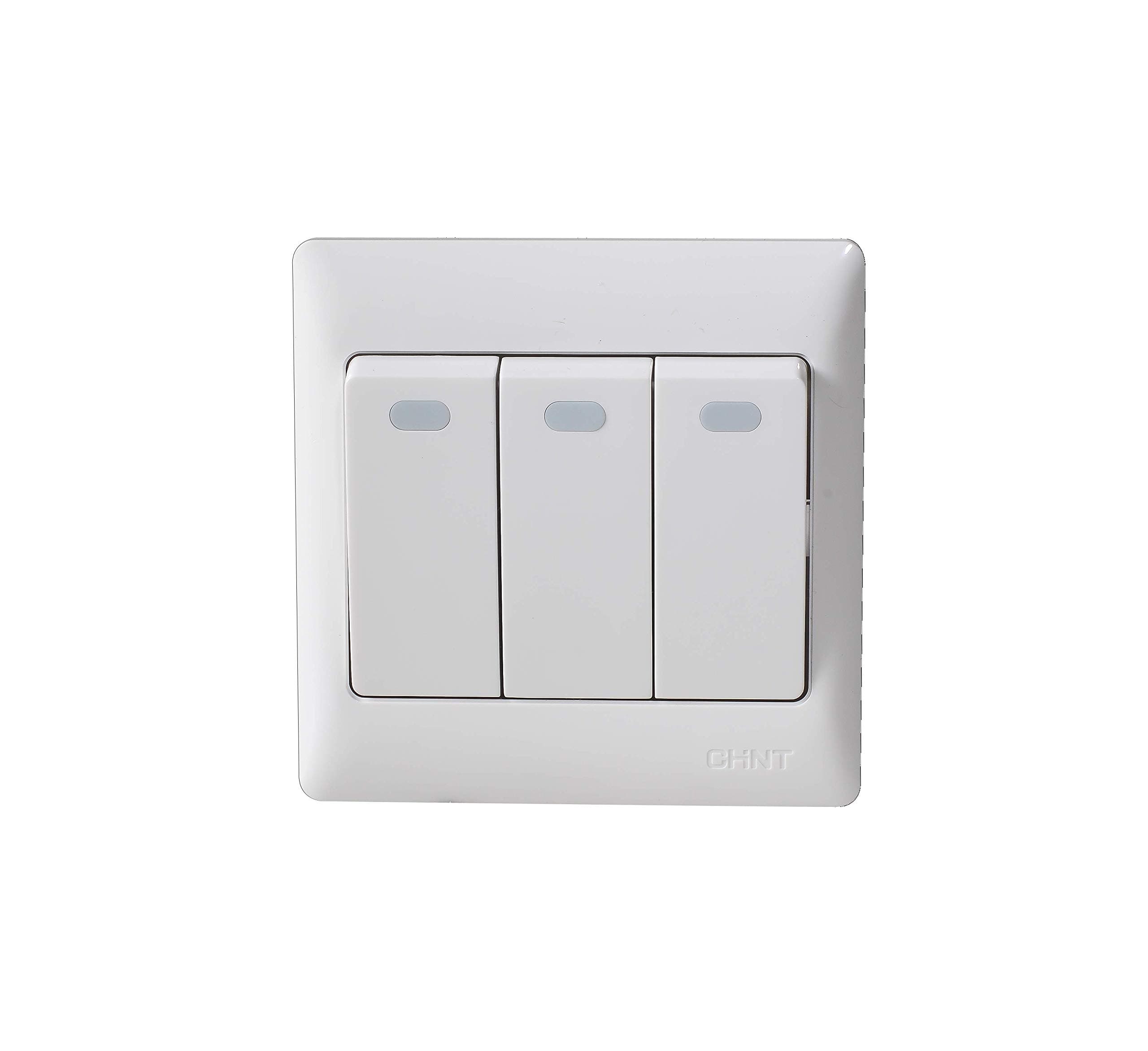 Chint 7G white (3 gang 1 way wall light switch 10A 250V)