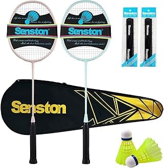 Senston Badminton Racket, Lightweight Badminton Rackets Set with 6 Nylon Shuttlecocks for Outdoor, Backyards, Gym, Pack of 4
