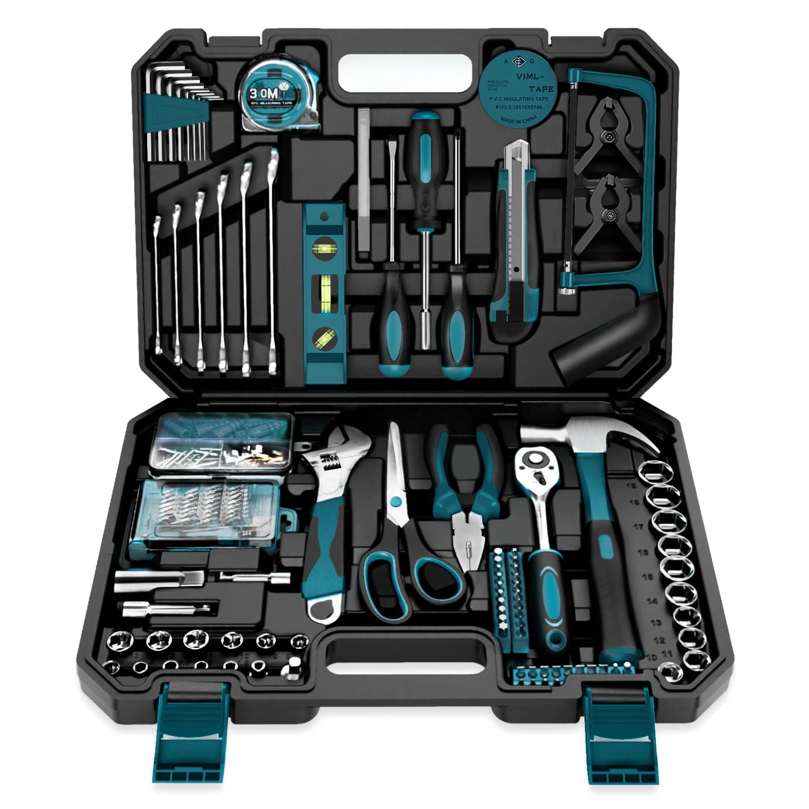 Home Tool Kit 257-PCs - Household Basic Repair Tool Set for Men Women - General Hand Mechanic's Tool Set & Screwdriver Set & Wrench Set & Socket & Portable Tool Box Storage Case Blue