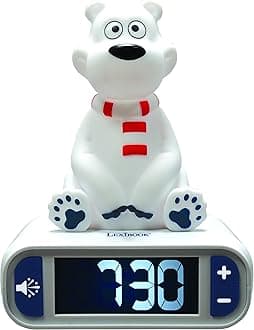 Polar Bear Digital Alarm Clock for Kids with Night Light Snooze, Childrens Clock, Luminous, White, RL800PB