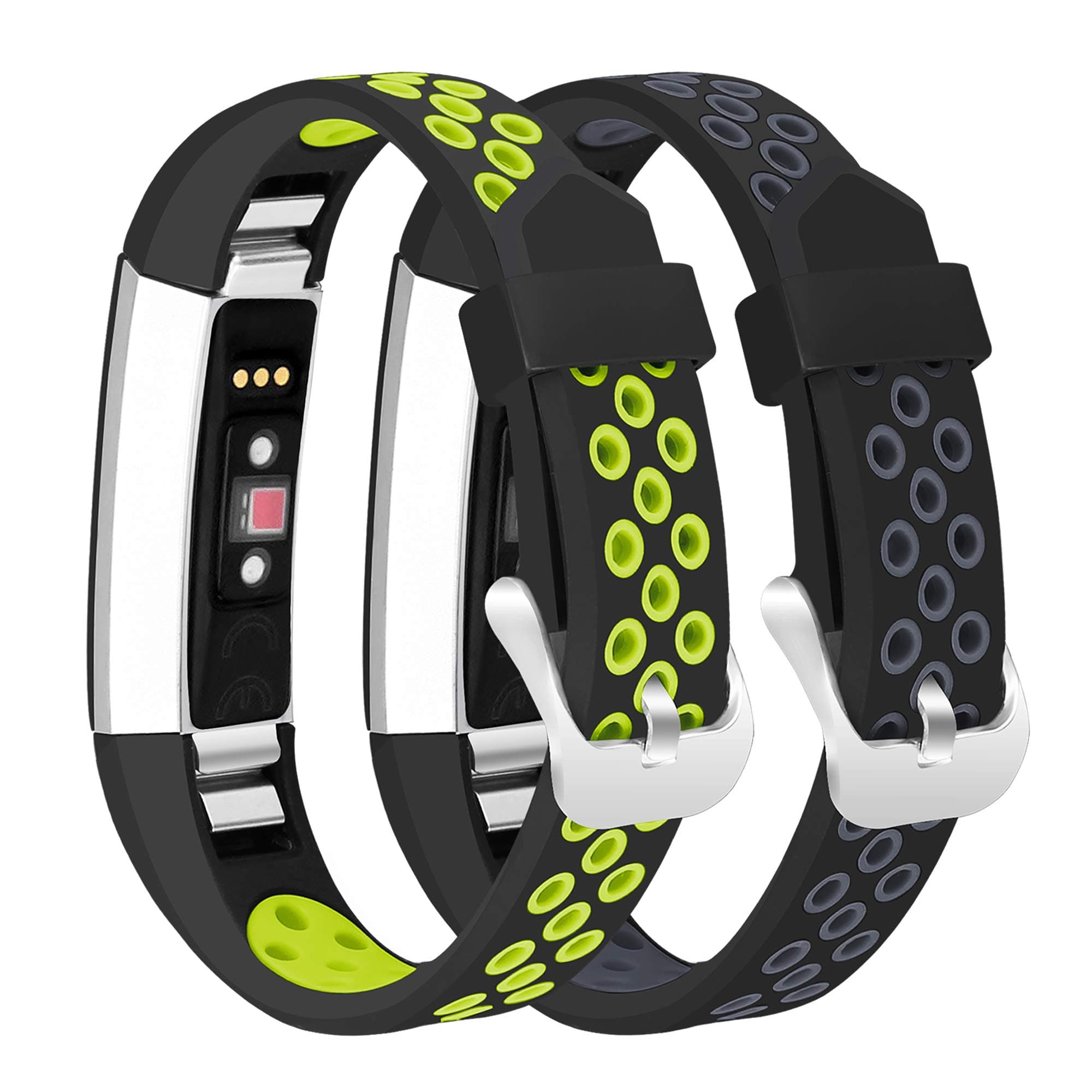 Mosstek Bands Compatible with Fitbit Alta/Alta HR/Fitbit Ace, 2 Pack Breathable Silicone Replacement Sport Wristbands with Air Holes Compatible Fitbit Alta/Alta HR/Ace Women Men