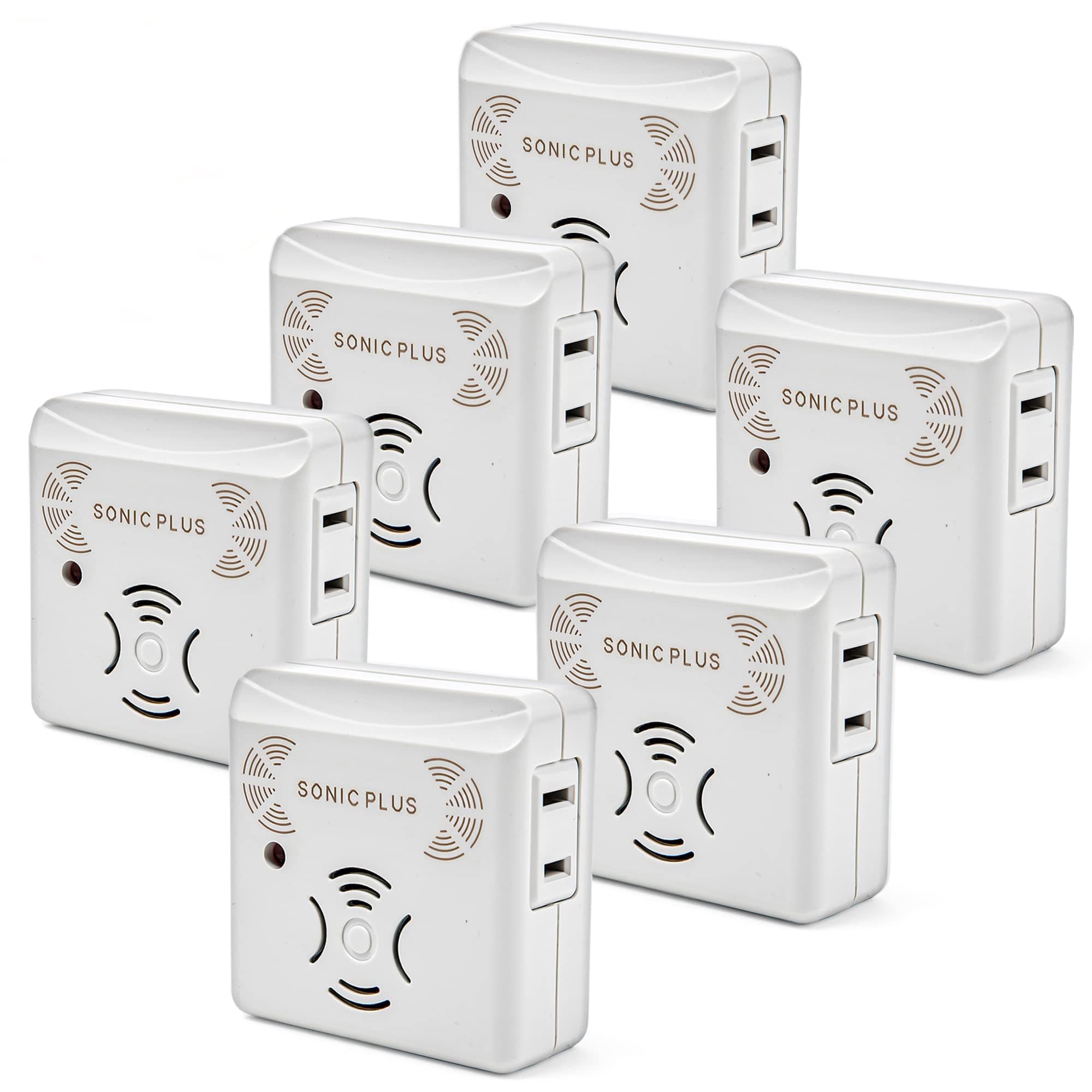 Sonic Plus Pest Repeller for Rodents and Insects, 6-Pack Indoor Repellent with Side Outlet, Get Rid of Roaches & Rodents Chemical Free
