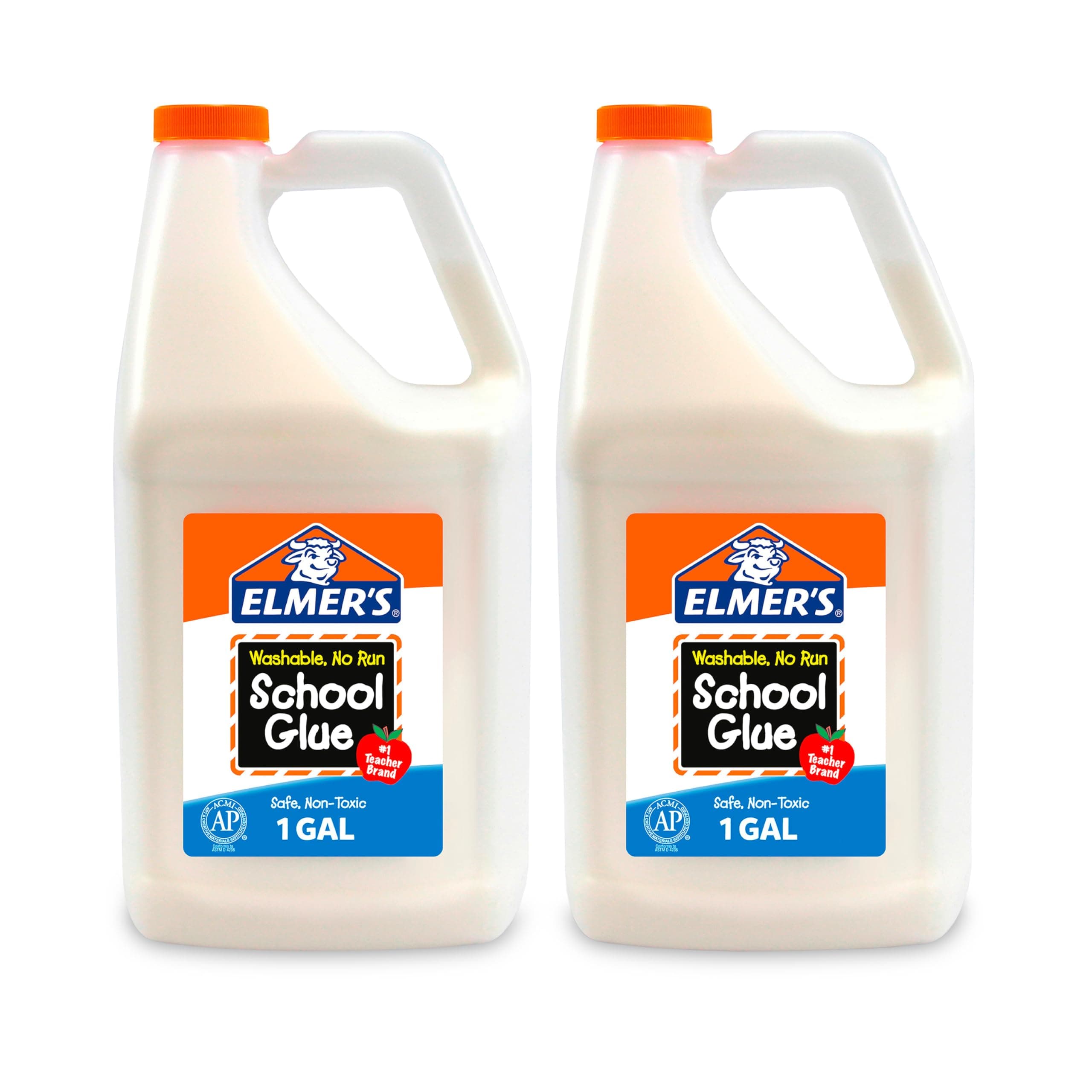 Elmer's White Liquid School Glue, 1 Gallon 2 Count, Washable, #1 Teacher Brand - Arts & Crafts, Teacher Supplies, Great for Making Slime