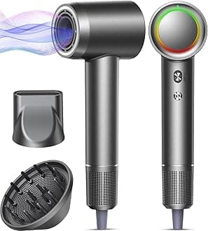 Hair Dryer - 1 Min Fast Drying, High-Speed Blow Dryer with 500 Million Negative Ions, No Heat Damage, Low Noise, Lightweight, Professional Hairdryer with Diffuser & Nozzle, Gunmetal