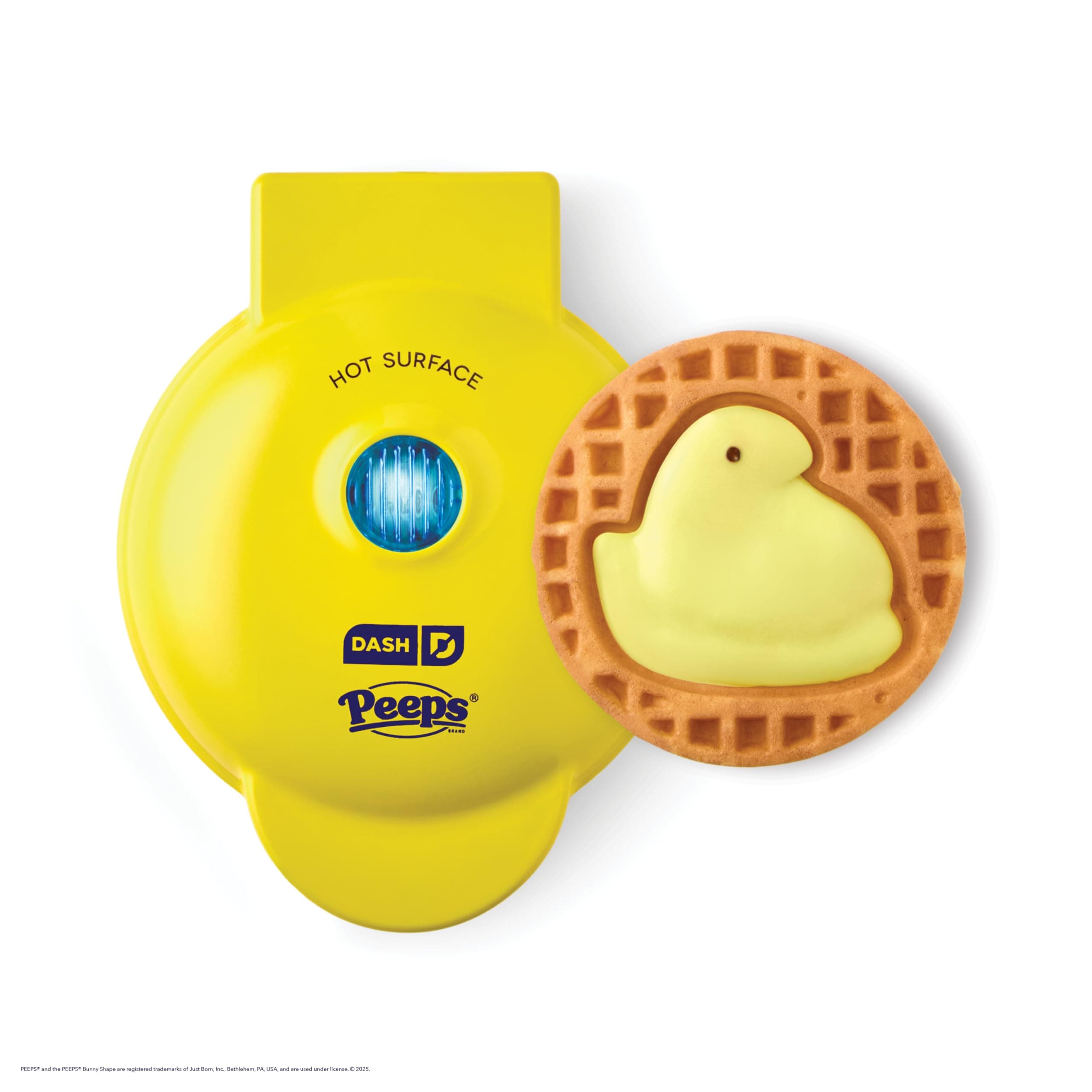 Dash & PEEPS® Mini Waffle Maker- Mini Machine for Creative Homemade Treats - Nonstick Iron with Unique Print Design - Stylish Waffle Machine - Yellow Chick
