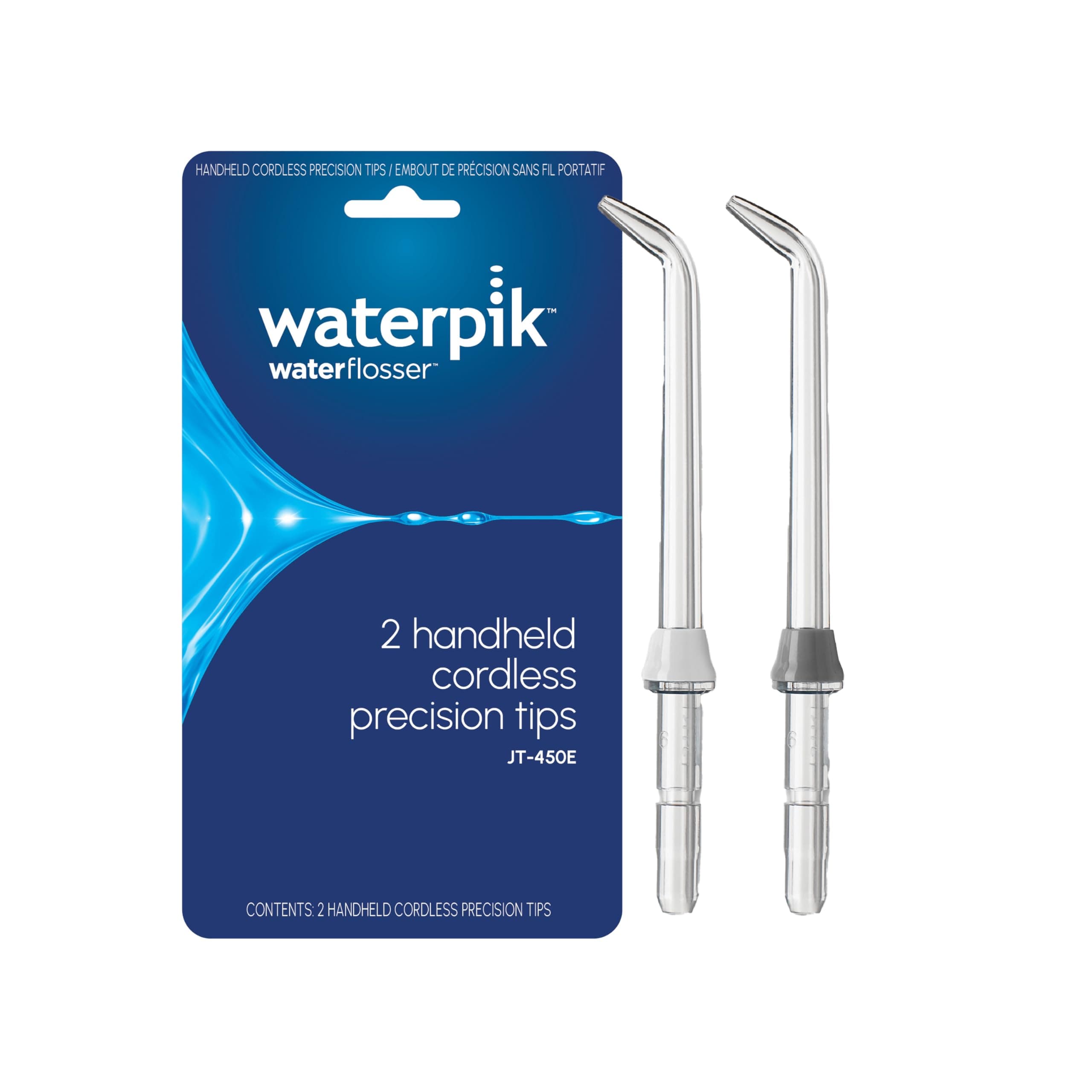 Waterpik Classic High Pressure Jet Tip, Replacement Tips for use with WP450 Cordless Plus Water Flosser, Pack of 2 (JT-450E)