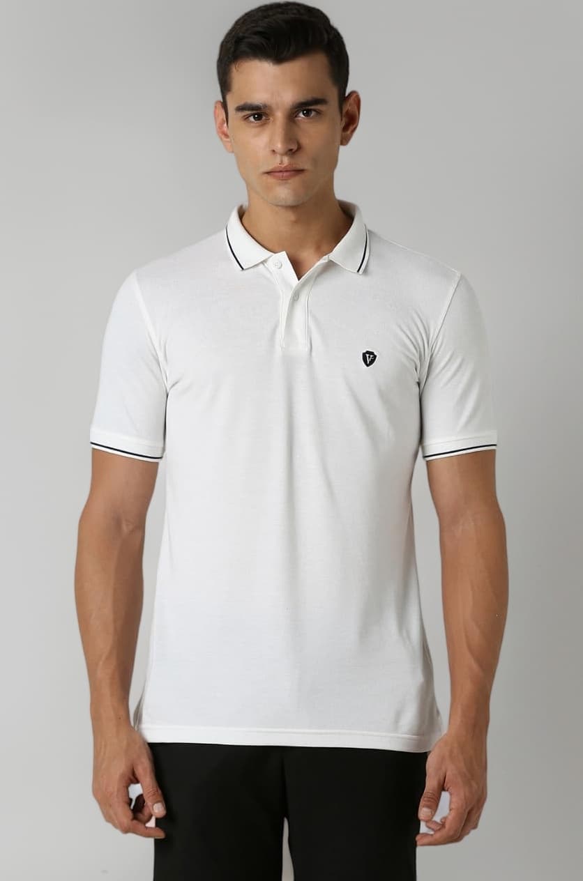 Men's Cotton Solid Regular Fit Collar Polo T-Shirt