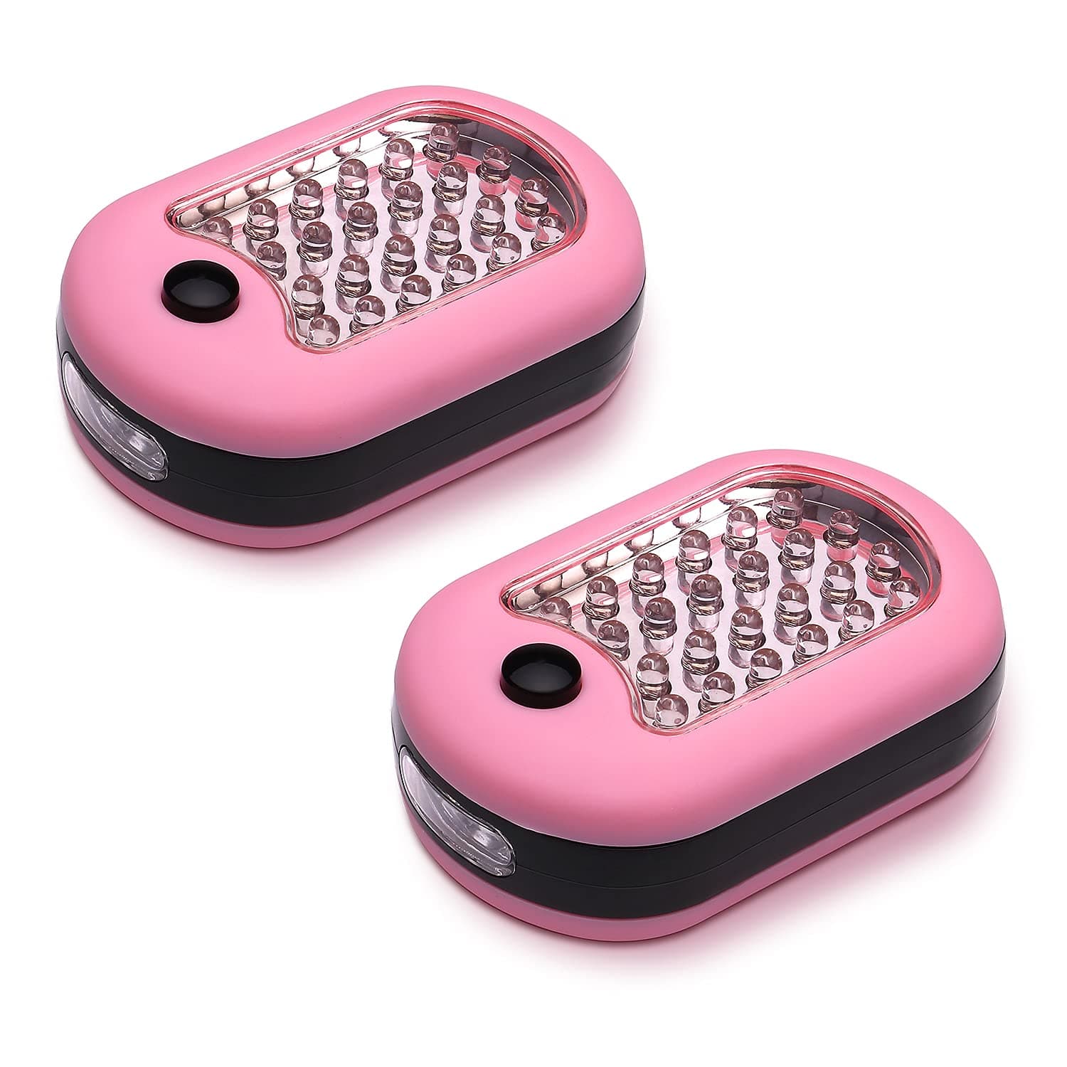 2-Pack Multi-Purpose Compact Work Light and Flashlight, Pink Color for Girls, Ladies and Women - Perfect Illumination for Roadside Emergency, Camping, General Household, Car and College Dormitory Use
