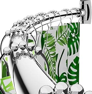 Bonpally Curved Shower Curtain Rod for Bathroom, 40-72 Inches Adjustable Curved Shower Rod, 0.9MM Rustproof Shower Curtain Rod with Rotating Brackets for Extra Shower Space, Need to Drill, Chrome