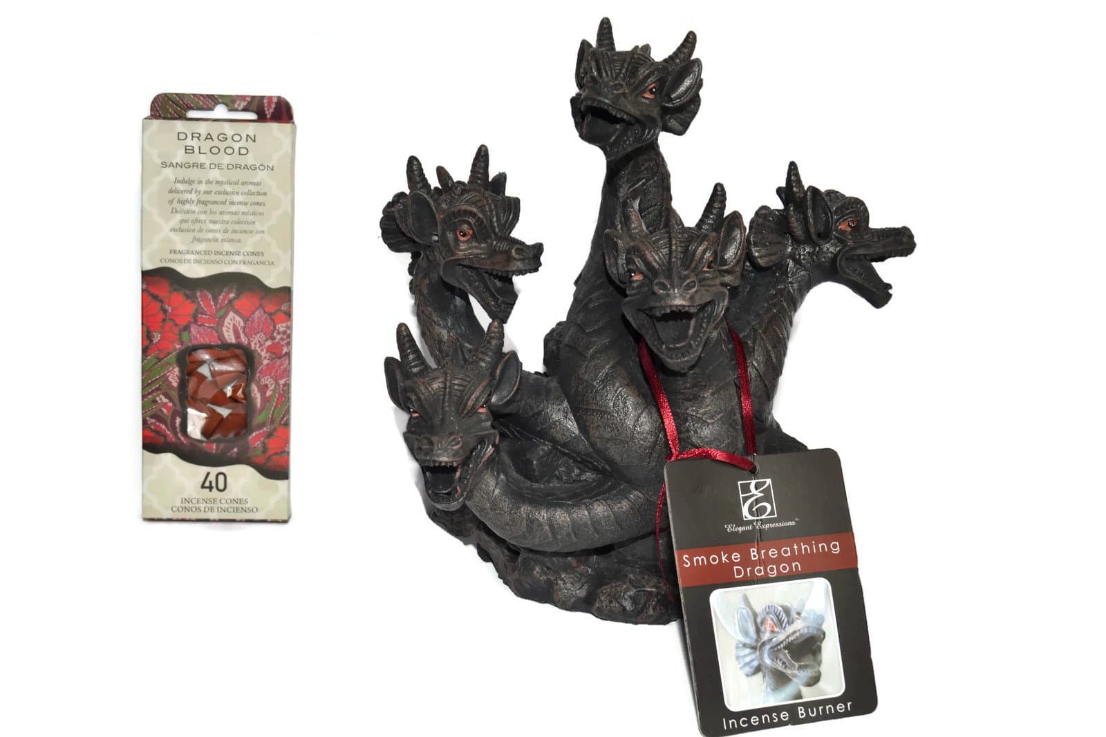 Smoking Dragon Incense Burner Bundle - 2 Items: 1 Smoking Dragon Incense Burner and 1 Pack of 40 Dragon Blood Scent Incense Cones