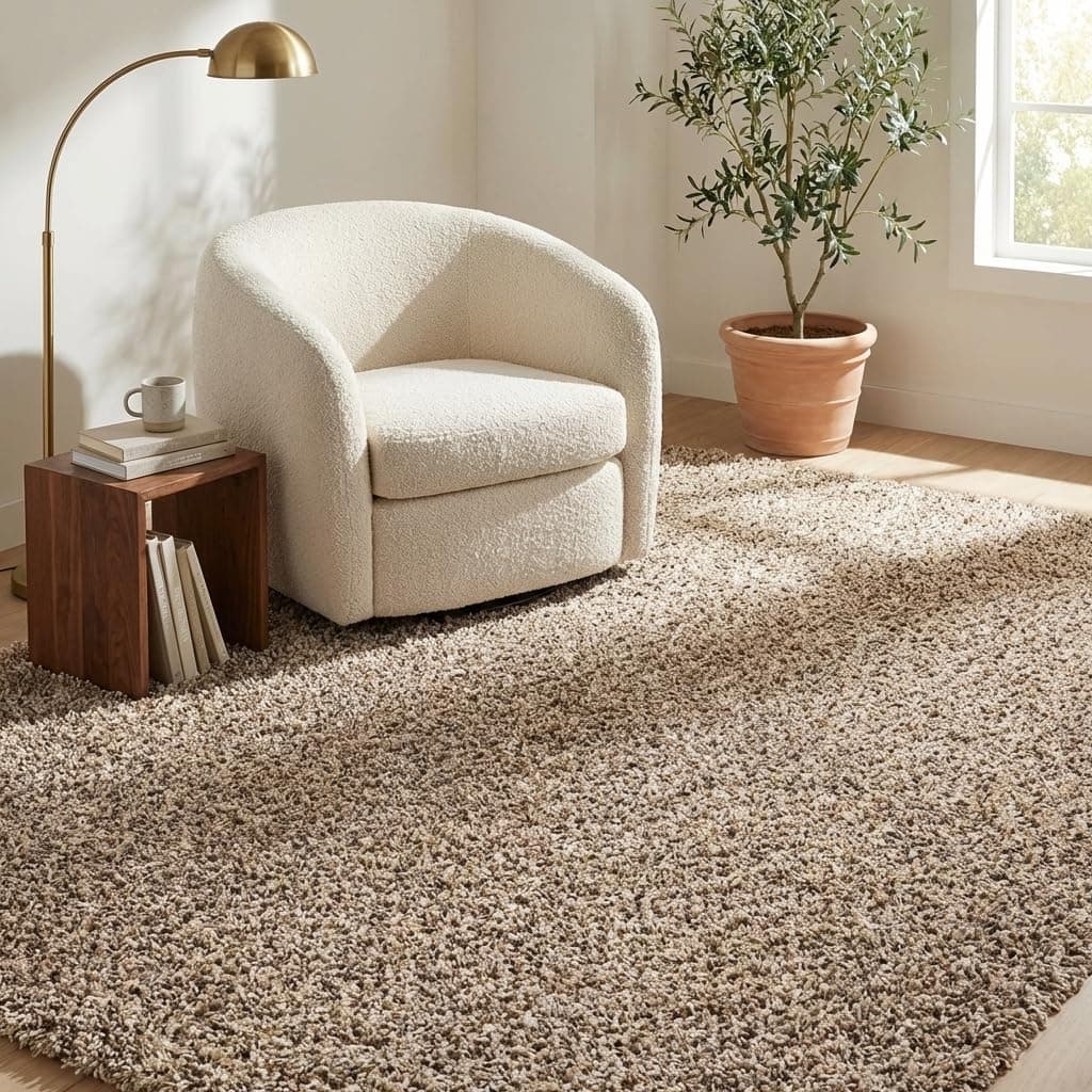 Unique Loom Solid Shag Collection Area Rug (9' x 12' Rectangle, Taupe)