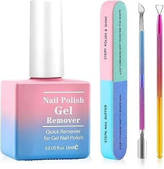 Gel Nail Polish Remover, Professional Gel Polish Remover for Nails Non-Irritating Easily & Quickly Remove Nail Polish, Gel Remover Tools Kit Nail File Cuticle Pusher Nail File Grit