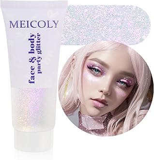 MEICOLY Fine Face Body Glitter,Color Changing Glitter Gel for Body,Face,Hair,Lip,Eye,Long Lasting Holographic Sequins Glitter Face Paint Makeup,Sparkling Pink,50ml