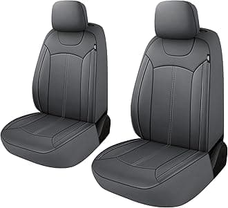 Premium Leather Car Seat Covers Front Set, Waterproof Stain-Resistant Seat Covers for Cars, Universal Automotive Interior Covers for Sedan SUV Truck Pick-up Van, Gray