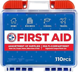 100 Piece First Aid Kit, Clean, Treat and Protect most injuries with the kit that is great for any home, office, vehicle, camping and sports. 0.71 Pound