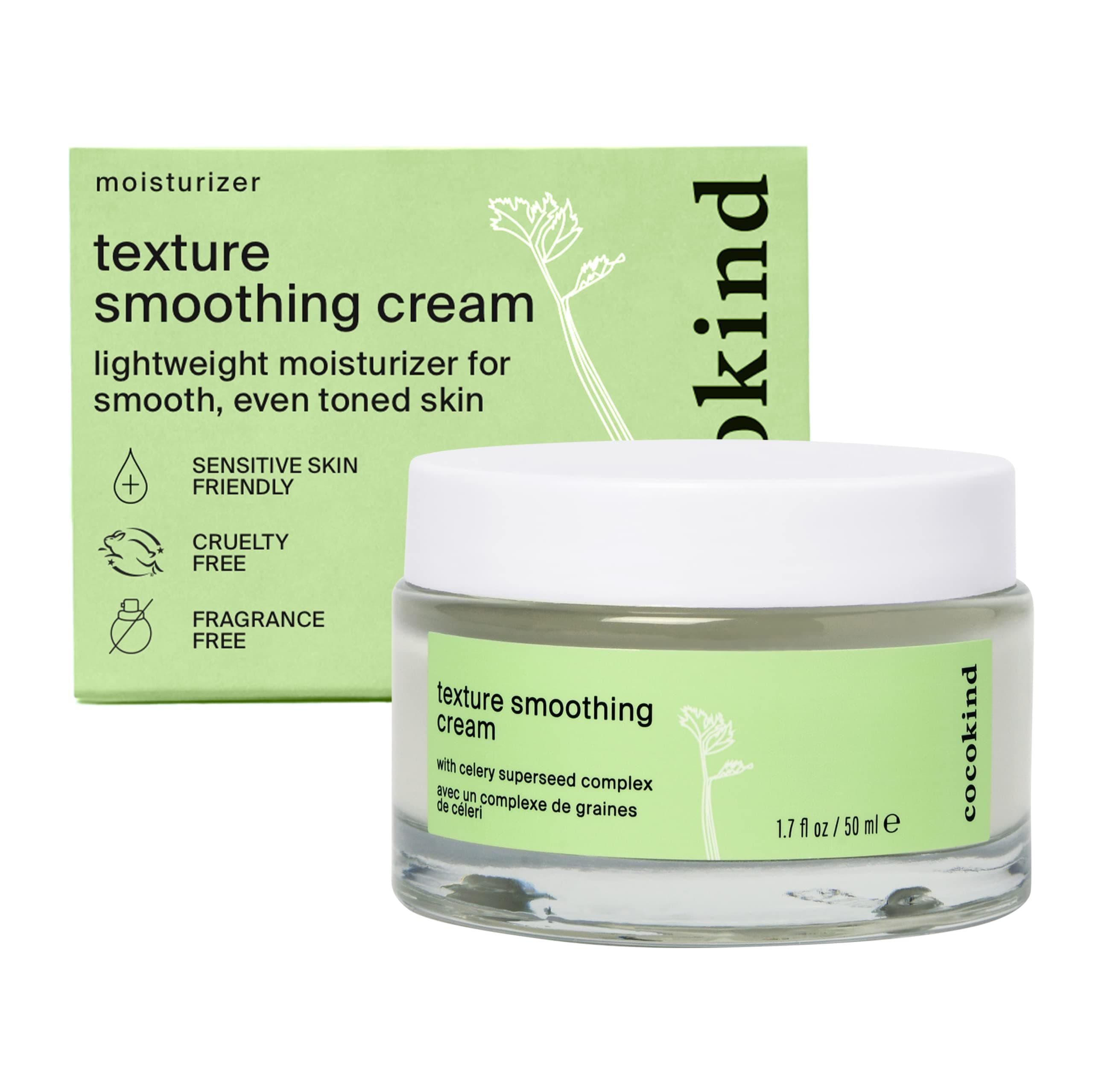 Texture Smoothing Cream, Face Moisturizer with Squalane, Celery Seed and Cucumber, Face Lotion Moisturizer Face, Hydrating Face Cream