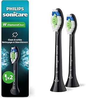 W DiamondClean - Genuine Replacement Electric Toothbrush Heads, Black, 2 Pack, HX6062/95