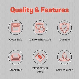 Emporio Kitchen Baking Pan Set - Nonstick Coating, Carbon Steel Bakeware Set with Red Silicone Handles, PFOA, PFOS, PTFE Free, Recipe Booklet Included, Oven Safe Tray (Up To 450° F), Set of 8 - Black