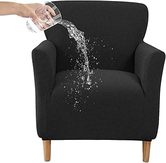 CRFATOP Stretch Mid Century Modern Armchair Slipcover 1-Piece Jacquard Accent Chair Covers with Arms Soft Waterproof Chair Slipcovers for Living Room Furniture Protector Office Reception Reading,09